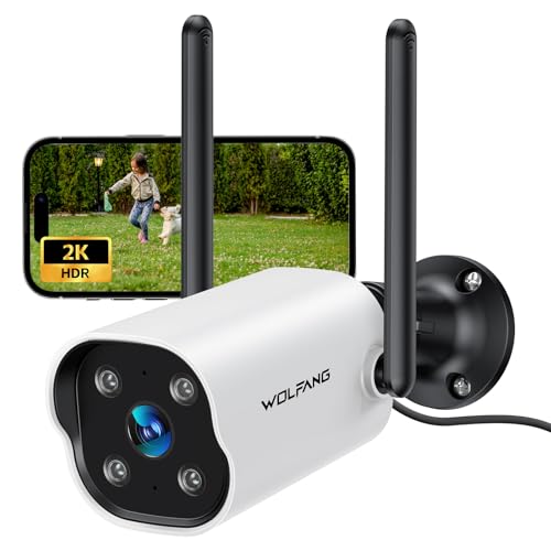 WOLFANG Telecamera Wi-Fi Esterna 2K con Rilevamento AI