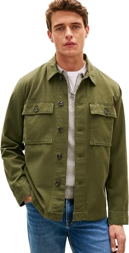 Tommy Hilfiger Uomo Giacca-Camicia Utility Shirt con Taschini sul Petto, Verde (Arctic Spruce)