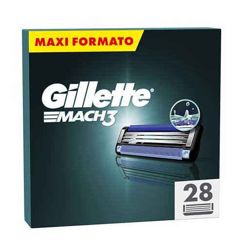 Gillette Mach3 Base Lamette di Ricambio per Rasoio Barba, 28 Lamette