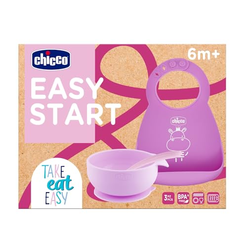 Chicco Easy Start Set Pappa Silicone 3 Pezzi Rosa