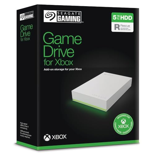 Seagate Game Drive per Xbox 5TB, Hard Disk Esterno USB 3.2 RGB Bianco