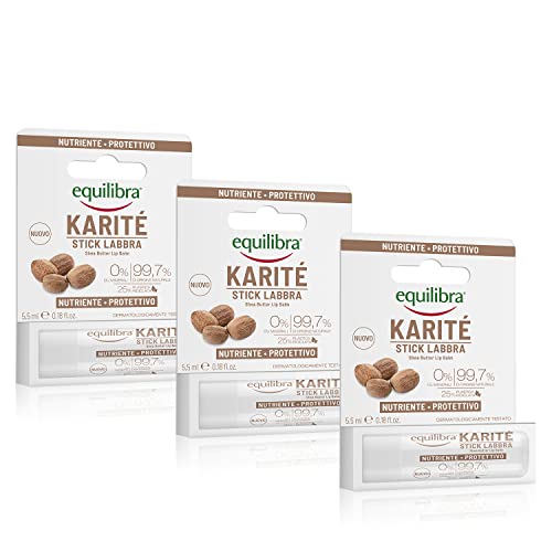 Equilibra Karitè Stick Labbra Balsamo Protettivo, 3 Pezzi da 5,5 ml