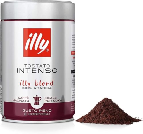 illy Caffè Macinato per Moka INTENSO, 100% Arabica, 250g