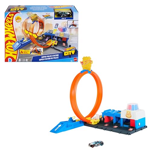 Hot Wheels City Super Stazione di Polizia playset con pista