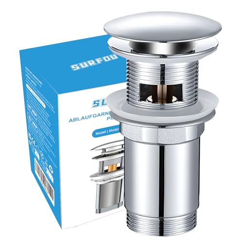 SURFOU Piletta Lavabo con Troppopieno, Acciaio Inox