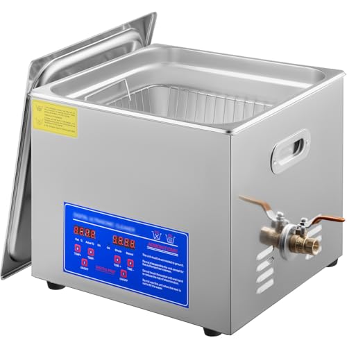 VEVOR Pulitore ad Ultrasuoni 15L Professionale in Acciaio Inox con Riscaldamento e Timer