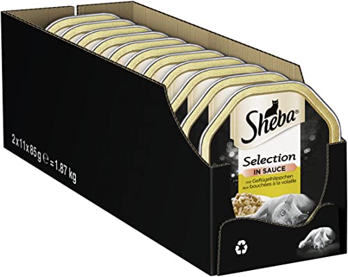 Sheba Selection Cibo per Gatti Adulti in Salsa, 22 Vaschette da 85g