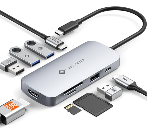 NOVOO Hub USB C 9 in 1 con HDMI 4K@60Hz e PD 100W