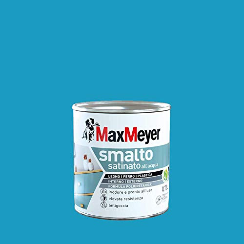 MAXMEYER Smalto All'Acqua Poliuretanico Satinato Turchese 0,75 L