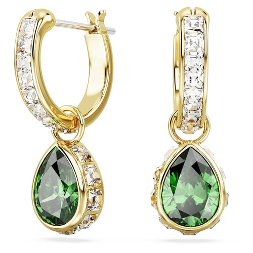Swarovski Orecchini pendenti Stilla Taglio Pear Verdi Placcato oro