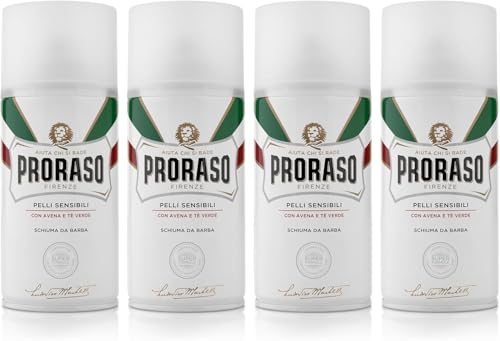 Proraso Schiuma da Barba Pelli Sensibili 4x300ml con Avena e Tè Verde