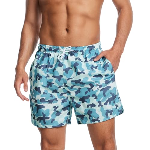 AMZSPORT Costumi da Bagno Uomo con Fodera in Mesh e Tasche