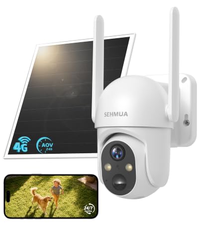SEHMUA 24/7 AOV Telecamera 4G Esterno con Pannello Solare 2K PTZ