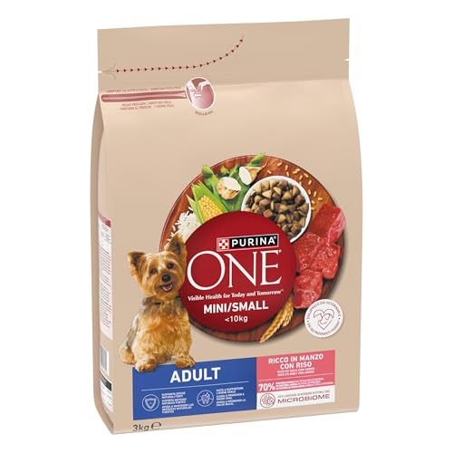 Purina ONE MINI Crocchette Cani Adult Manzo e Riso, Sacco 3 Kg