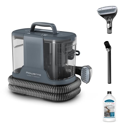 Rowenta Clean It, Smacchiatore Portatile, Auto-Pulizia e Lunga Autonomia, Design Compatto, con Soluzione Detergente Universale, Colore