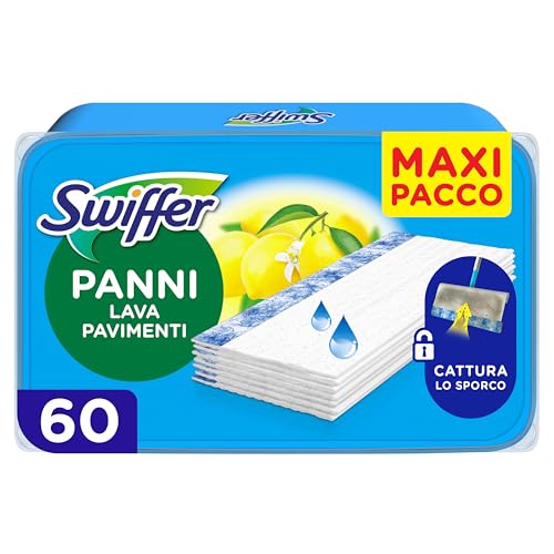 Swiffer Wet Lavapavimenti 60 Panni Umidi Limone Maxi Formato