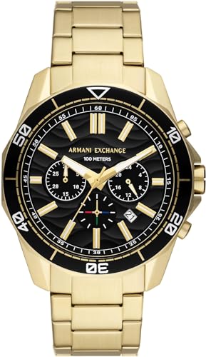Armani Exchange Orologio Uomo Cronografo Quarzo 44mm Acciaio Oro Nero