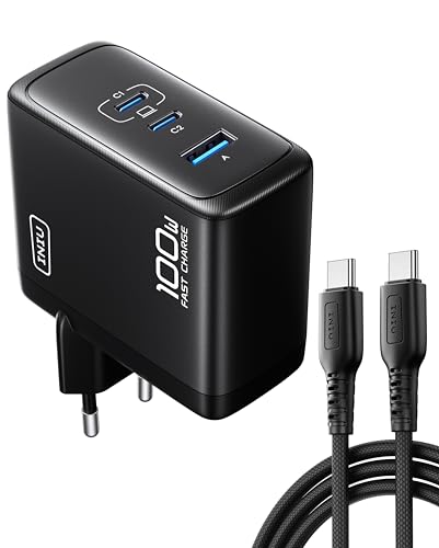 INIU 100W Caricatore GaN con Cavo USB-C per MacBook, iPhone, Samsung