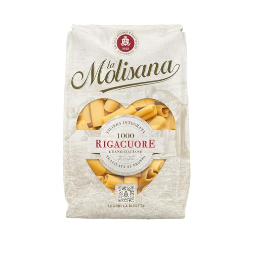 La Molisana, Pasta Rigacuore N.1000, Pasta da Solo Grano Italiano Decorticato a Pietra, Confezione da 500g