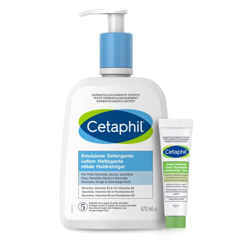 Cetaphil Emulsione Detergente Viso e Corpo 470 ml + Crema Idratante 14 g