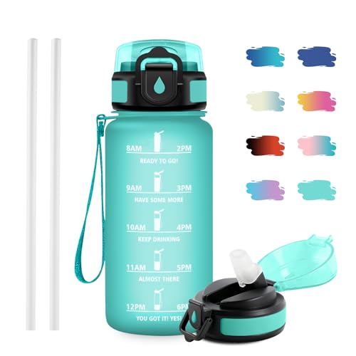 JAPORIA Borraccia 500ml con Cannuccia, Motivazionale con Indicatore del Tempo