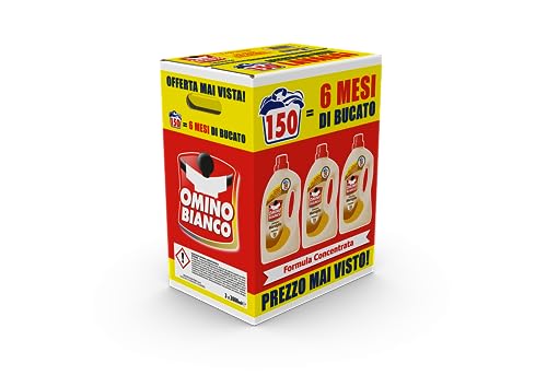Omino Bianco Detersivo Lavatrice Liquido Profumo Cuore di Marsiglia, 3 Confezioni