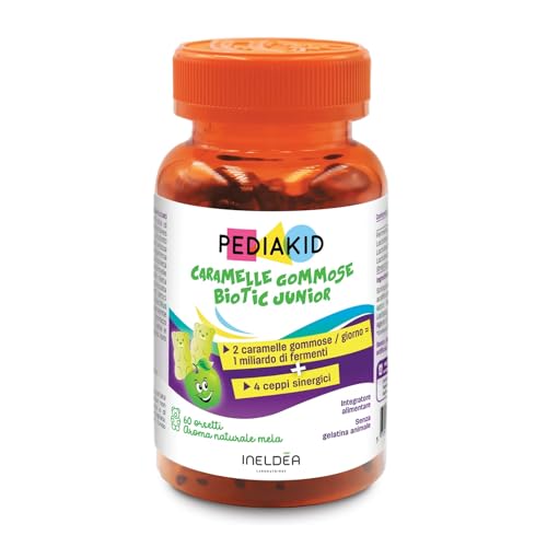 PEDIAKID - Caramelle Gommose Biotic Junior - Formula naturale al delizioso aroma naturale di Mela - Contribuisce a sostenere la flora intestinale - Sostiene le difese dell’organismo