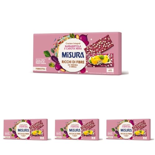 Misura Fibrextra Crackers Integrali Barbabietola e Carota Nera, 4 Confezioni