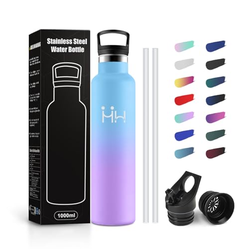 JAPORIA Borraccia Acciaio Inox 1 Litro con Cannuccia