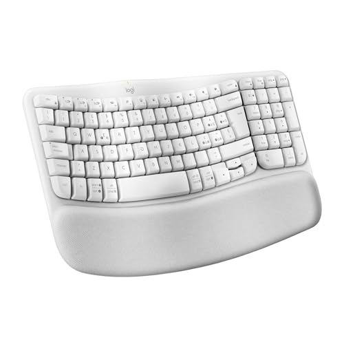 Logitech Wave Keys tastiera wireless ergonomica con supporto per i polsi imbottito, digitazione comoda, Easy-Switch, Bluetooth, Logi Bolt