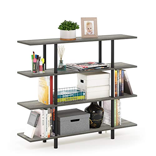 Furinno Turn-N-Tube Scaffale 4 Ripiani, French Oak Grey/Nero