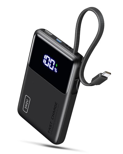 INIU Power Bank 10000mAh 45W Ricarica Rapida con Cavo USB C Integrato