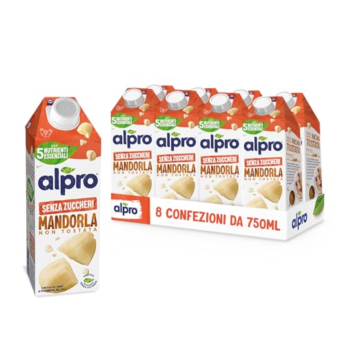 Alpro Bevanda alla Mandorla Senza Zuccheri, 8 confezioni da 750 ml