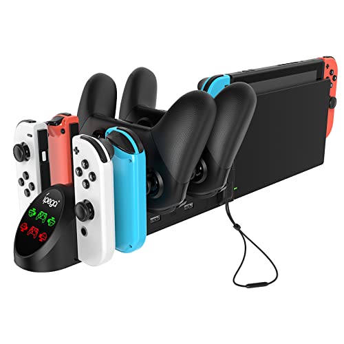 FYOUNG Dock di ricarica LED 6 in 1 per controller Nintendo Switch Pro e JoyCon