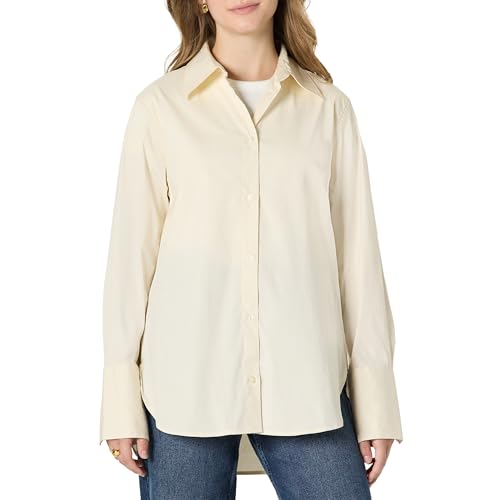 Amazon Essentials Camicia Elegante Button-Down in Popeline di Cotone Elasticizzata Donna