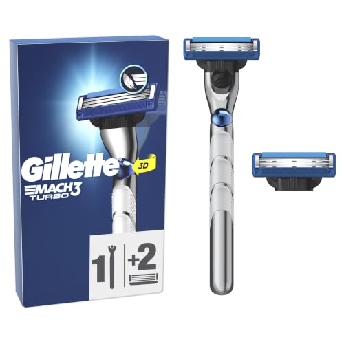 Gillette Mach3 Turbo Rasoio Uomo con 2 Lamette Ricambio