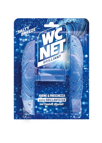 Wc Net - Tavoletta Brilliant Salty Breeze, Detergente Igienizzante Solido per Wc, Igiene e freschezza continua, Texture Glitterata e Profumo di Lunga Durata, 2 Pezzi