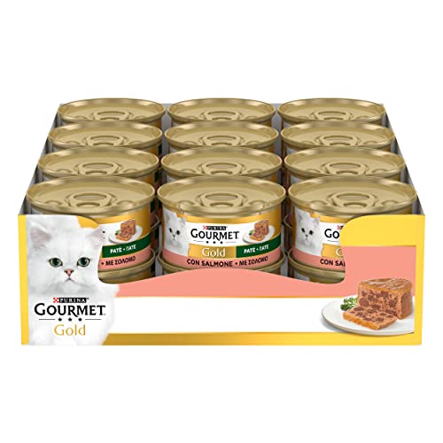 GOURMET GOLD Cibo Umido per Gatti Patè al Salmone, 24 Lattine da 85g