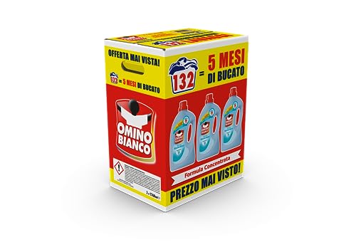 Omino Bianco Detersivo Lavatrice Liquido 132 Lavaggi, Fresco Profumo Muschio Bianco