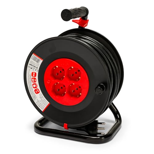 Velamp Prolunga Elettrica Avvolgicavo 25mt 4 Prese Polivalenti Schuko 16A