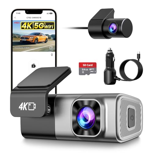 Dash Cam Auto 4K Anteriore e 2K Posteriore WiFi 5GHz