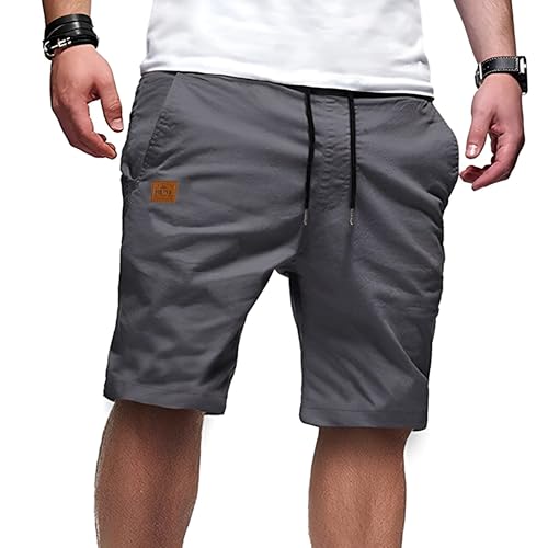 PrimeCrest Pantaloncini Uomo Estivi Casual Bermuda Cotone Shorts Corti Palestra Sportivi Leggero Traspiranti con Tasche Laterali Elastico Vita Coulisse Comfortevoli