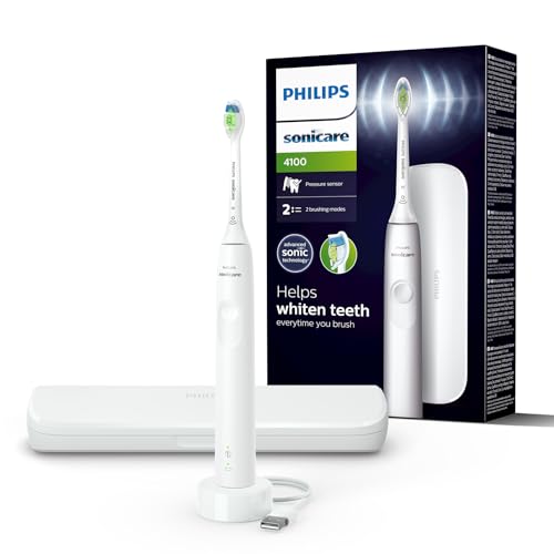 Philips Sonicare 4100 Spazzolino Elettrico con Testina W2 Optimal White e Custodia da Viaggio