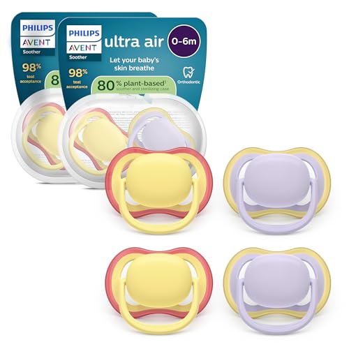 Philips Avent Ultra Start Ciuccio 0-6 mesi, 4 pezzi con custodie