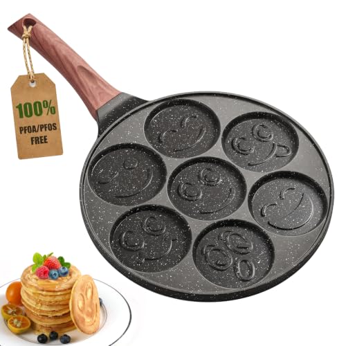 YASHE Padella pancake 7 cavità smile, atossica, senza PTFE e PFAS