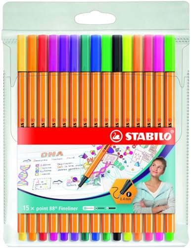 STABILO Penna a Punta Porosa Neon, Confezione 15 Penne