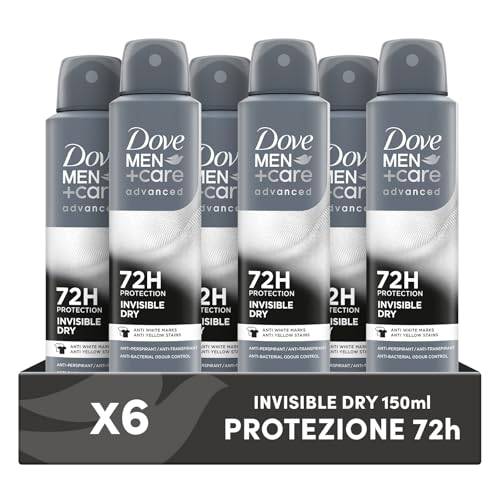 Dove Men+Care Deodorante Spray Invisible Dry Advanced Care, 6 Pezzi da 150 ml
