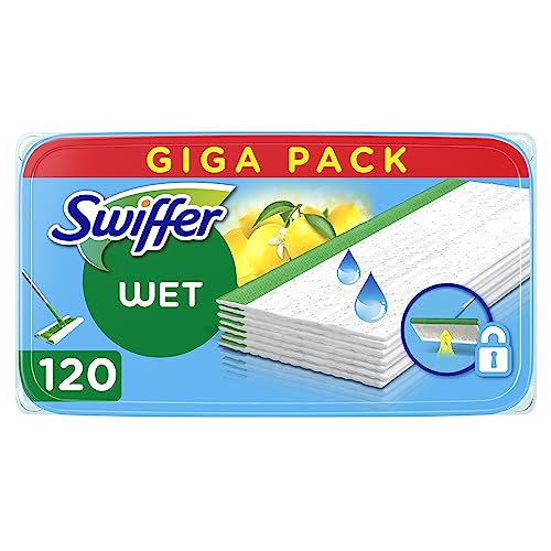 Swiffer Lavapavimenti 120 Panni Umidi Limone, Pulizia Igienica Profonda