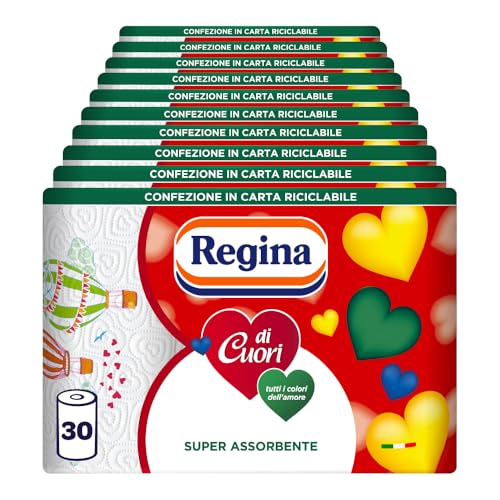 Regina di Cuori Carta Cucina, Confezione da 30 Rotoli a 2 Veli