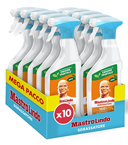 Mastro Lindo Sgrassatore Spray Cucina Agrumi, 10x 500ml